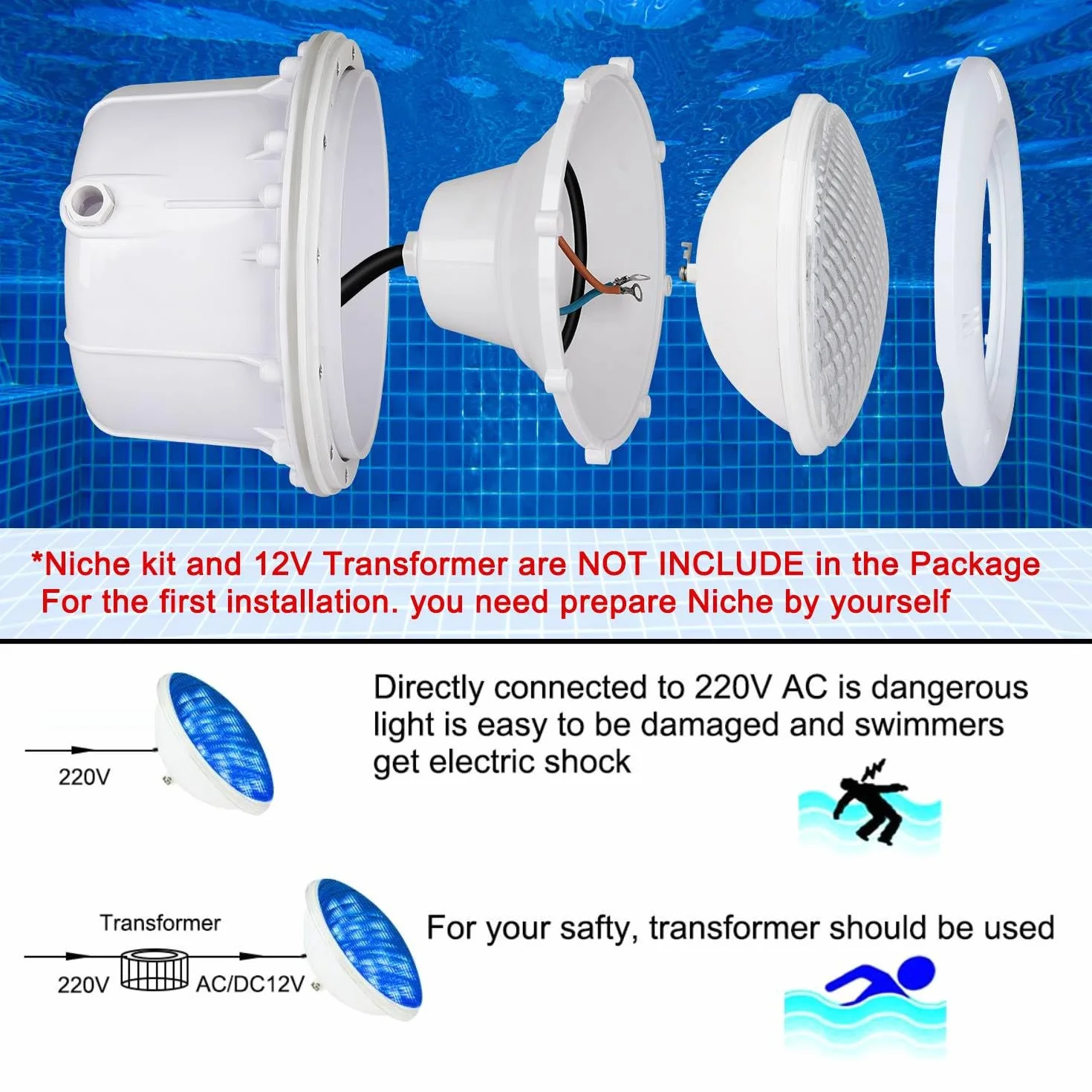 COOLWEST RGB Luces de la piscina LED PAR56 18W Iluminación de piscinas con Control Remoto 12V AC/DC, Luminarias subacuáticas IP68 impermeables Reemplazar bombillas halógenas de 150W