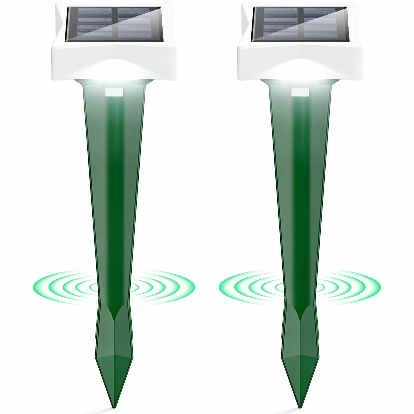 Repelente Gatos Solar con LED y 3 Modos, Paquete de 2/4 Ahuyentador Gatos para Jardín, Amplio Alcance y Protección contra el Agua Ahuyentador De Jabalies Ultrasónico para Topos, Ratas (2, Verde)