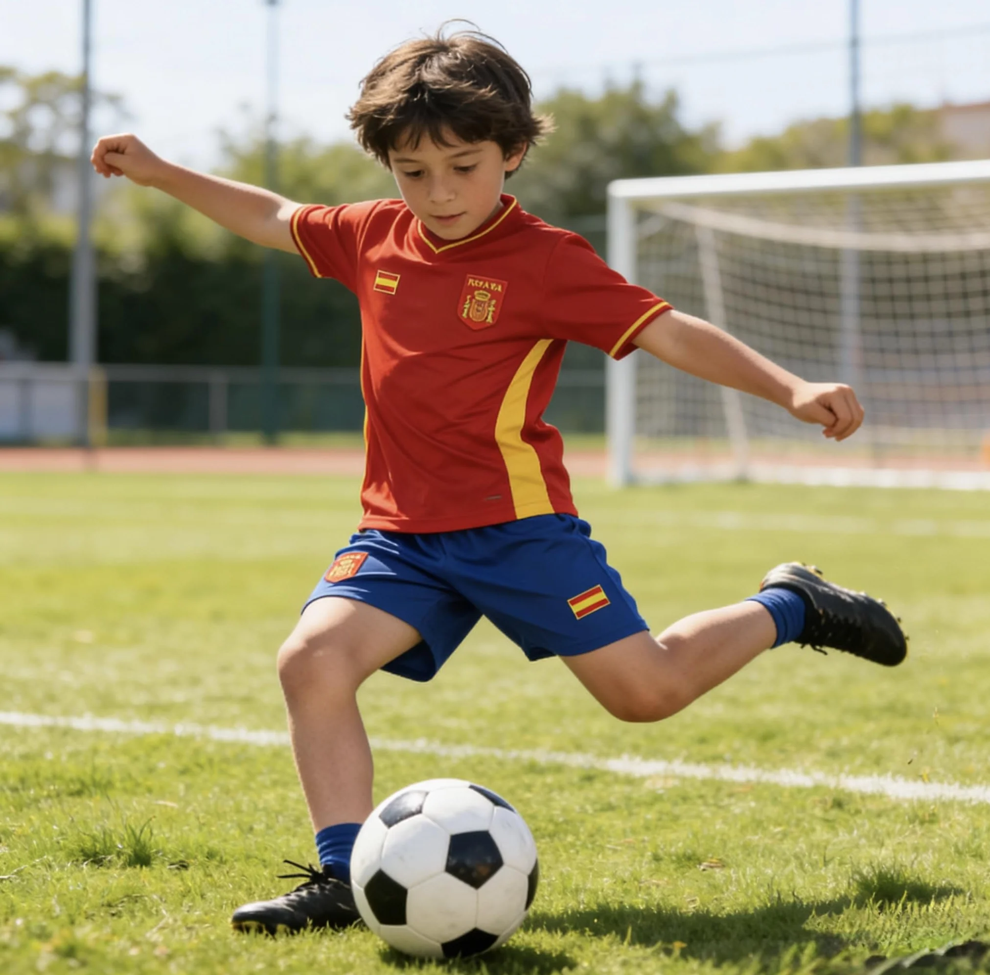 Camiseta de Fútbol España Hombre Rojo Amarillo Poliéster Manga Corta Transpirable