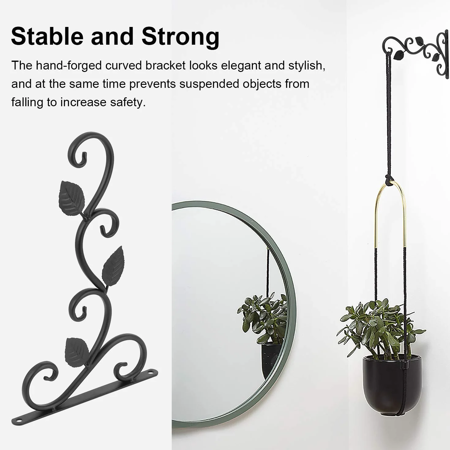 2 Piezas Soporte para Plantas Colgantes, Soporte para Cesta Colgante de Pared, Gancho de Jardín Retro de 12 Pulgada, Soportes Decorativos para Plantas con Tornillos para Alimentador de Pájaros