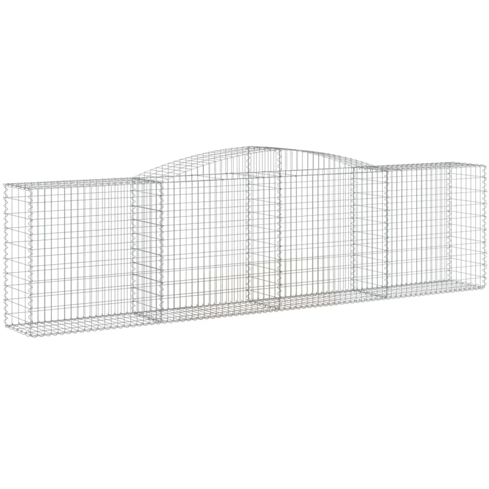 2 cestas para gaviones con arco alto, 400 x 50 x 100/120 cm, hierro galvanizado para barreras de jardín y protección de la privacidad, aislamiento acústico y decoración de alambre resistente