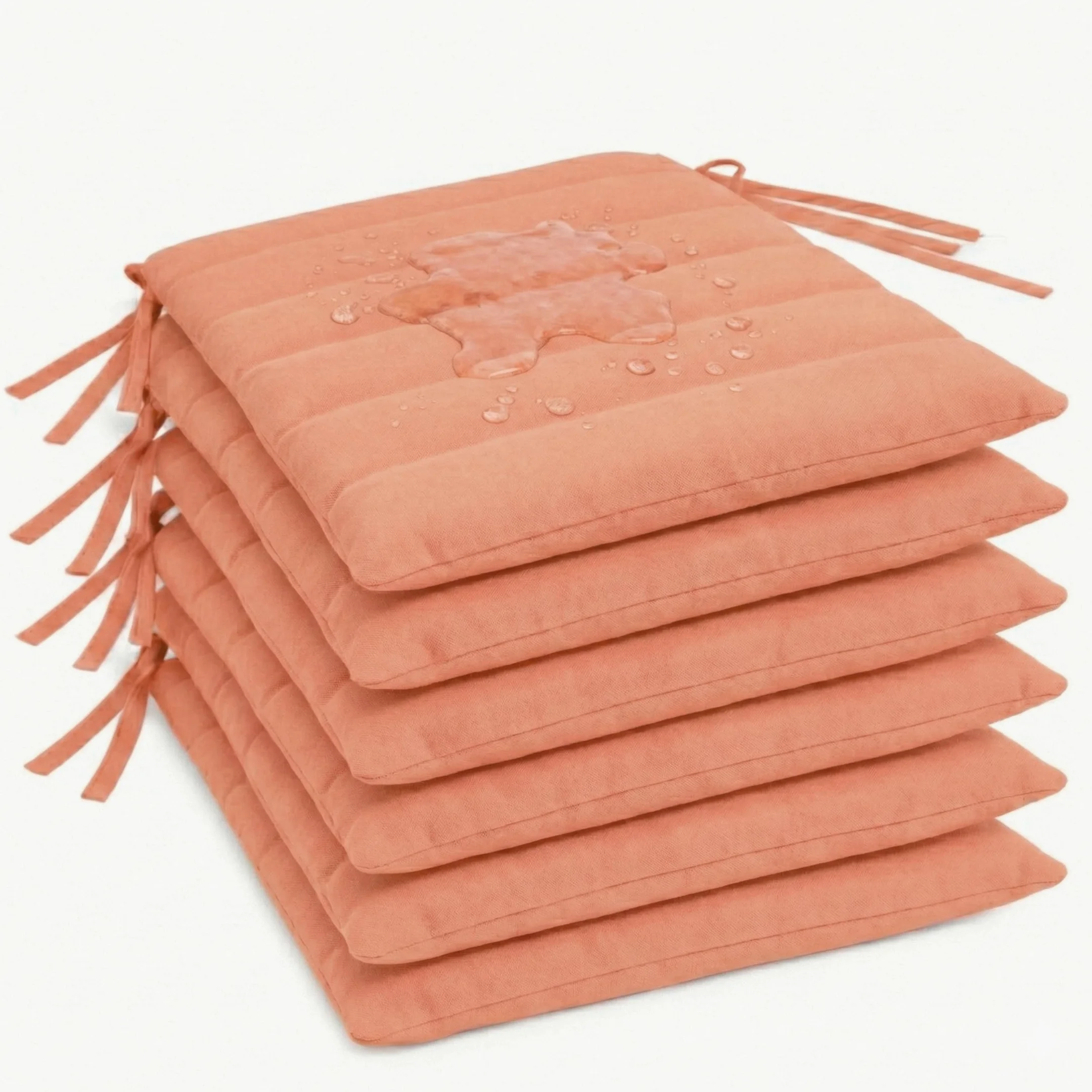 Cojín para silla 42x40x4 cm Repelente al agua Funda con cremallera desmontable Cintas de sujeción Interior y exterior Pack 6