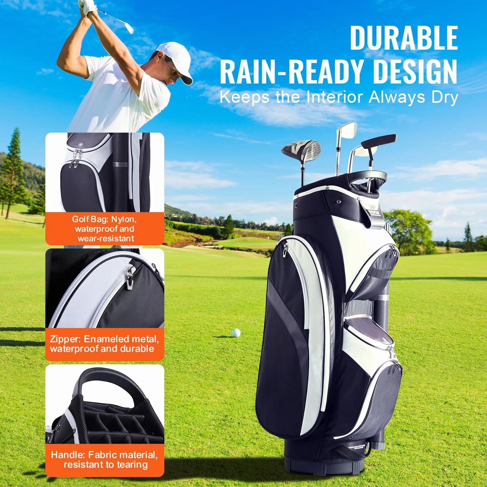 VEVOR Bolsa para Carrito de Golf Organizador 14 vías 36 Pulgadas Nailon