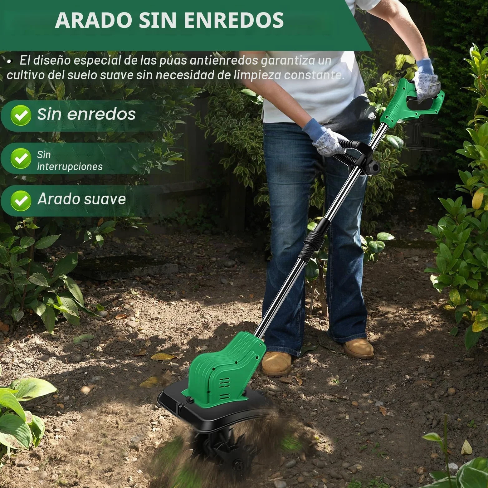 Motoazada para huerto, azada eléctrica, para Makita 18V batería, con Profundidad de Trabajo de 16 cm, Ancho de Trabajo de 30 cm, Velocidad de 300 RPM, Mango ergonómico, para Cultivo de jardín