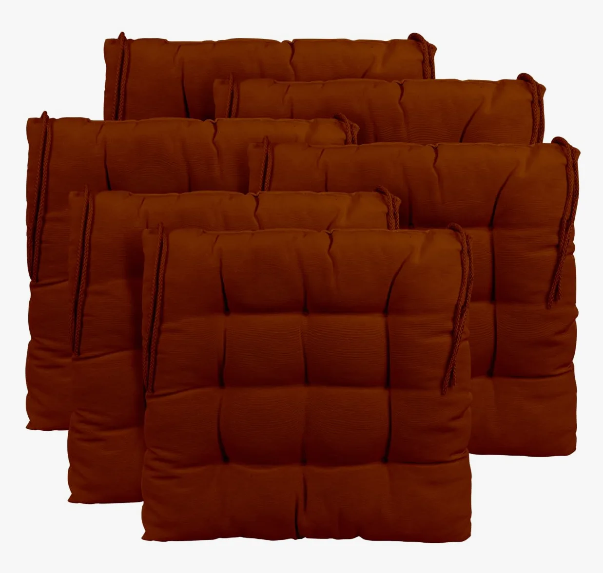 CHELY INTERMARKET Cojines Silla 40x40x7,5cm Pack 6 Unidades Relleno Mullido Marrón 9 Pespuntes Acolchado Exterior Interior Decorativos Suaves Estables Lavables Terraza Jardín