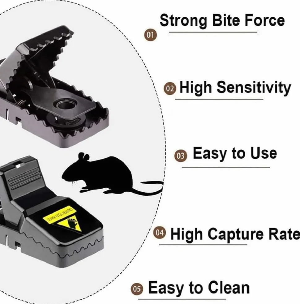 Trampas para Ratas Grandes Reutilizables De Alta Resistencia. Cepos Ratas Grandes Potente Y Eficaz Lavable para Interiores Y Exteriores. (6 Trampas Ratones Pequeñas)