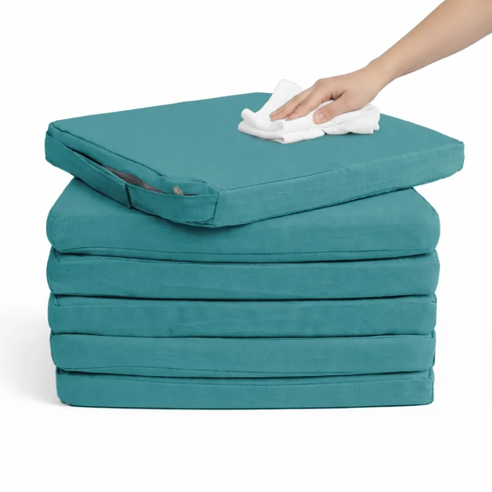 Cojín para silla 42x40x4 cm Repelente al agua Funda con cremallera desmontable Pack 6