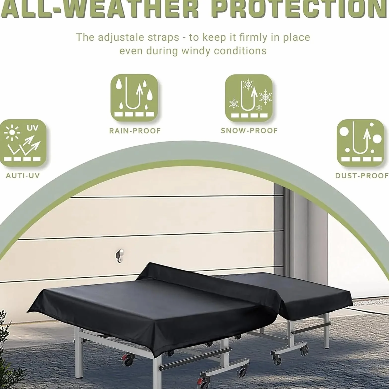 NEWFUN Funda Mesa Ping Pong Exterior Impermeable 165 x 70 x 185 cm