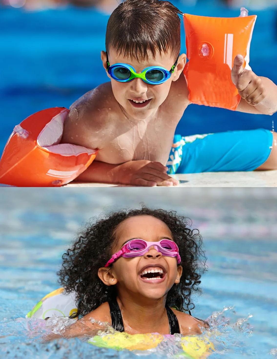 Lobyoh Gafas Natación para Niños 2 Piezas Antivaho Sin Fugas Visión Clara 3-12 Años