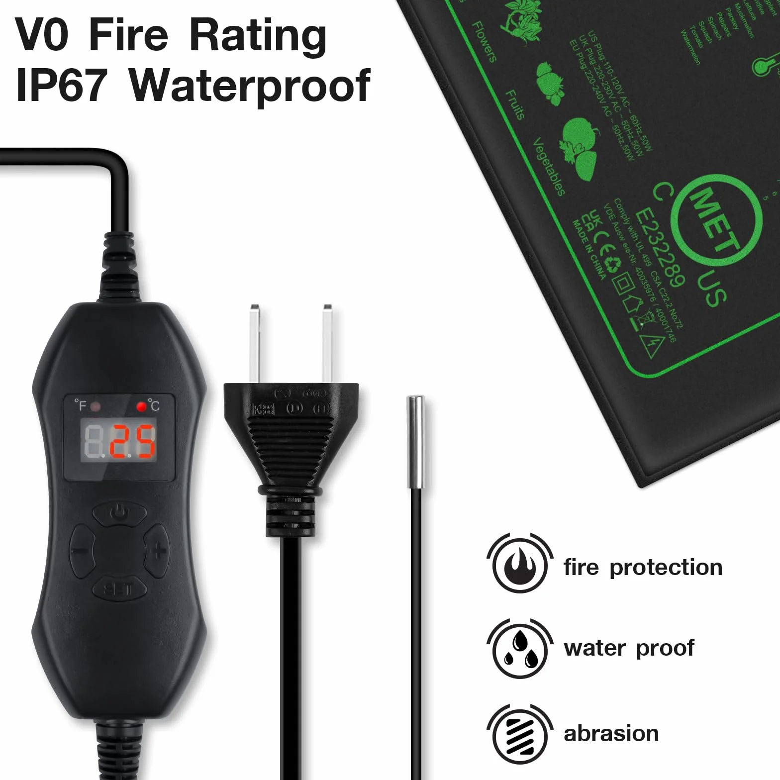 Mojimdo 50W Estera de calefacción Plantas con termostato - Calefacción rápida, protección contra Incendios, Estera de Calor para la germinación y la regulación de la Temperatura