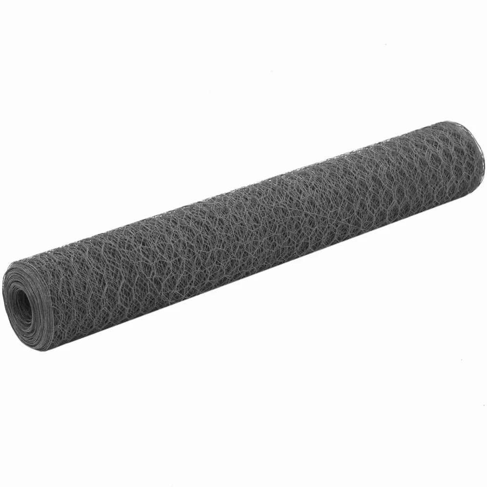 Alambrada de gallinero acero revestimiento PVC gris 25x1 m, Malla metálica para gallinero, Red de gallinero de acero, Alambrada de gallinero de acero resistente para proteger a tus aves de corral