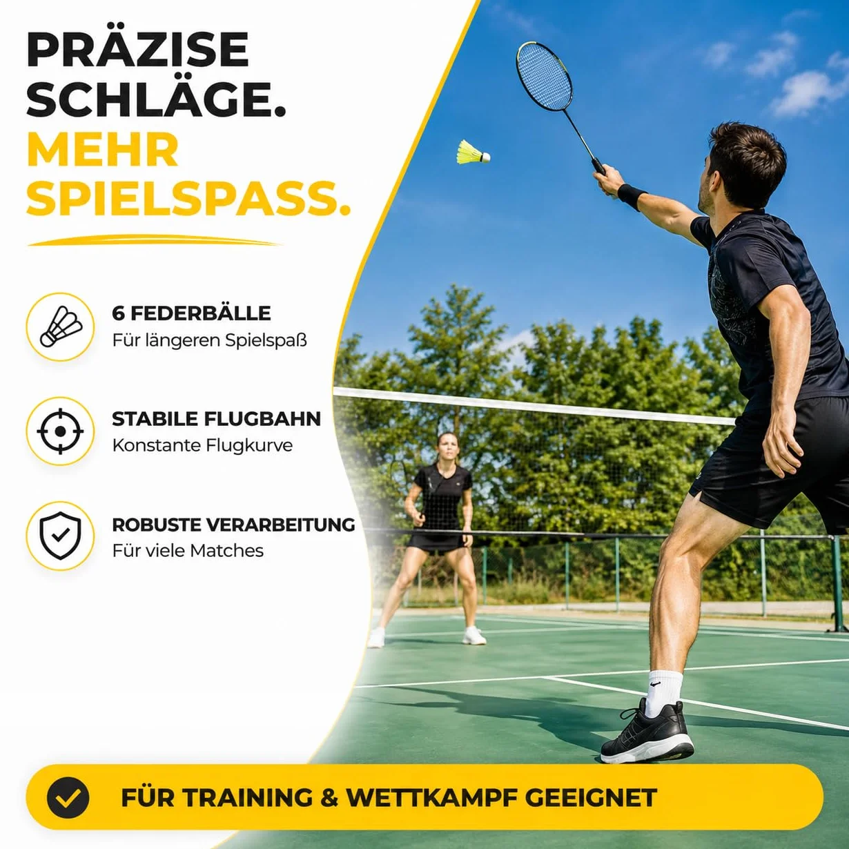 Volantes amarillos para bádminton entrenamiento competición exterior interior
