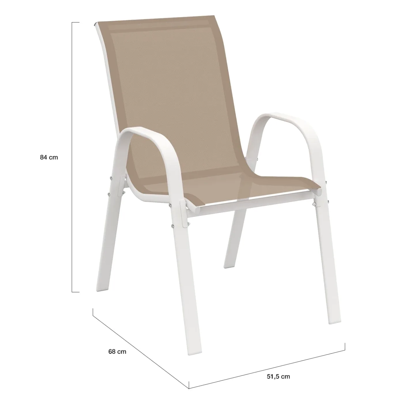 IDMarket – Salón de jardín Madrid Mesa 150 CM y 6 sillas apilables blanco y beige