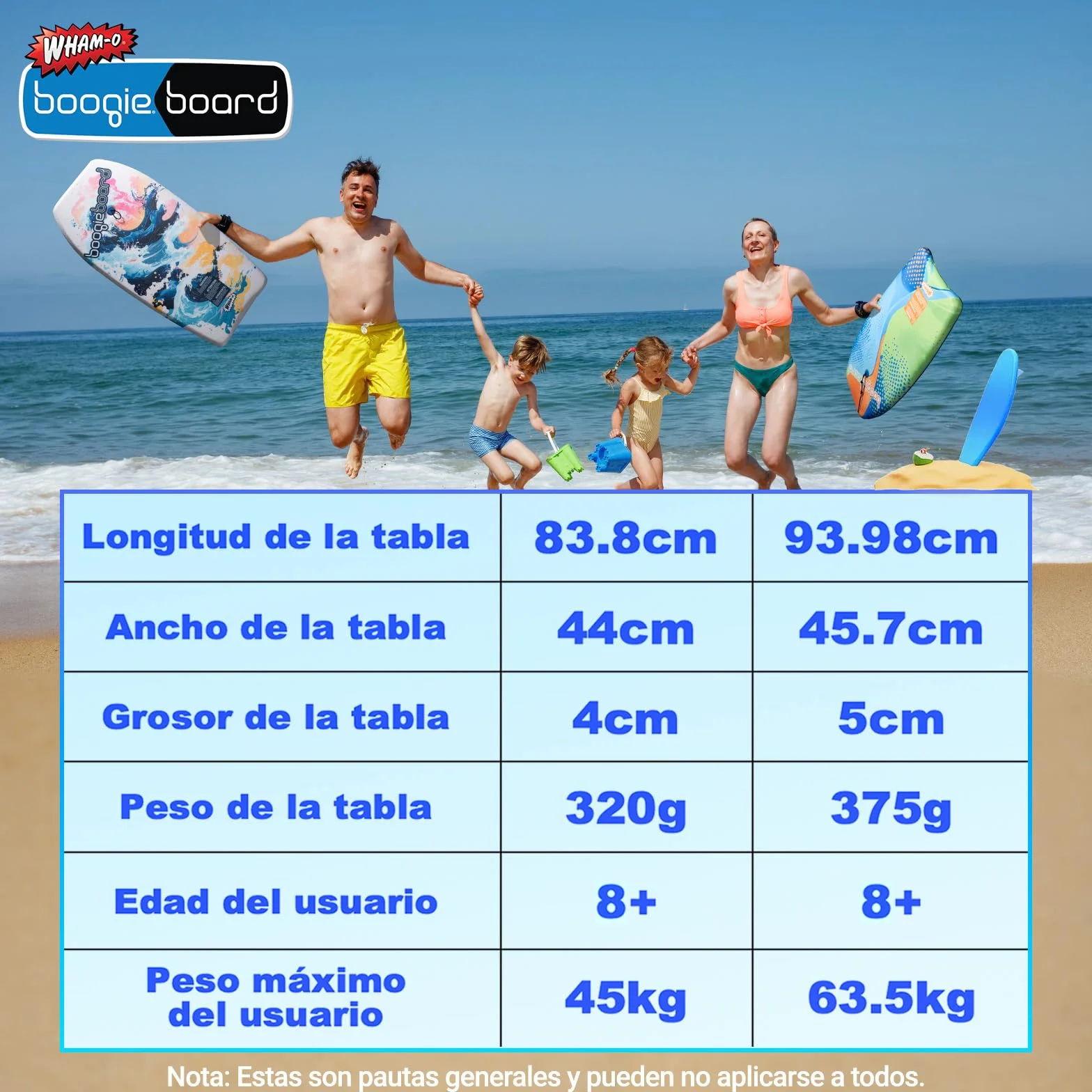 Wham-O Bodyboard 94 x 46 x 10 cm Tabla de natación para Piscina y Playa 2 Unidades