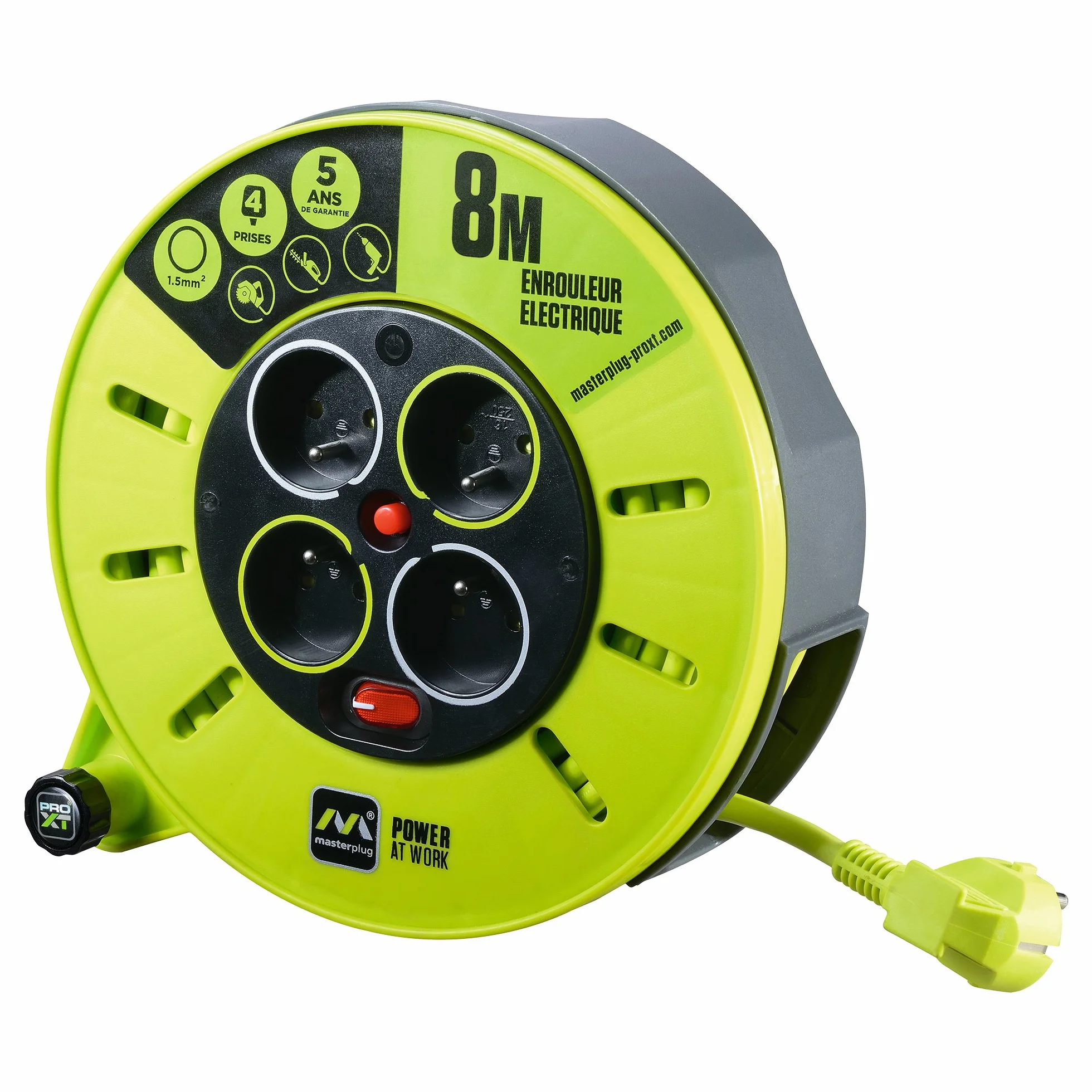 Masterplug CMF08164SL-PX - Enrollacable color Verde