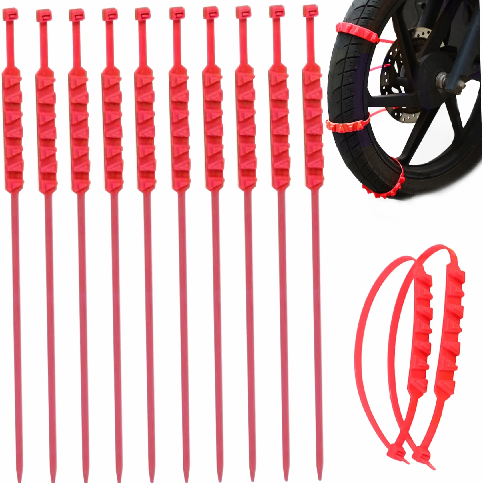 Cadenas de nieve universales para bicicleta electrónica 10 piezas nylon antideslizante