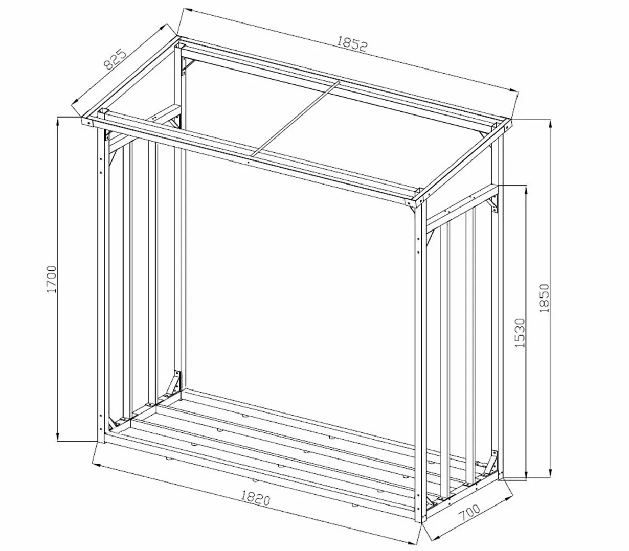 QUICK STAR Estante metálica para leña antracita 185 x 70 x 185 cm Jardín Prinidor Refugio de 2,3 m³ de Madera Almacenamiento apilables Ayuda Exterior