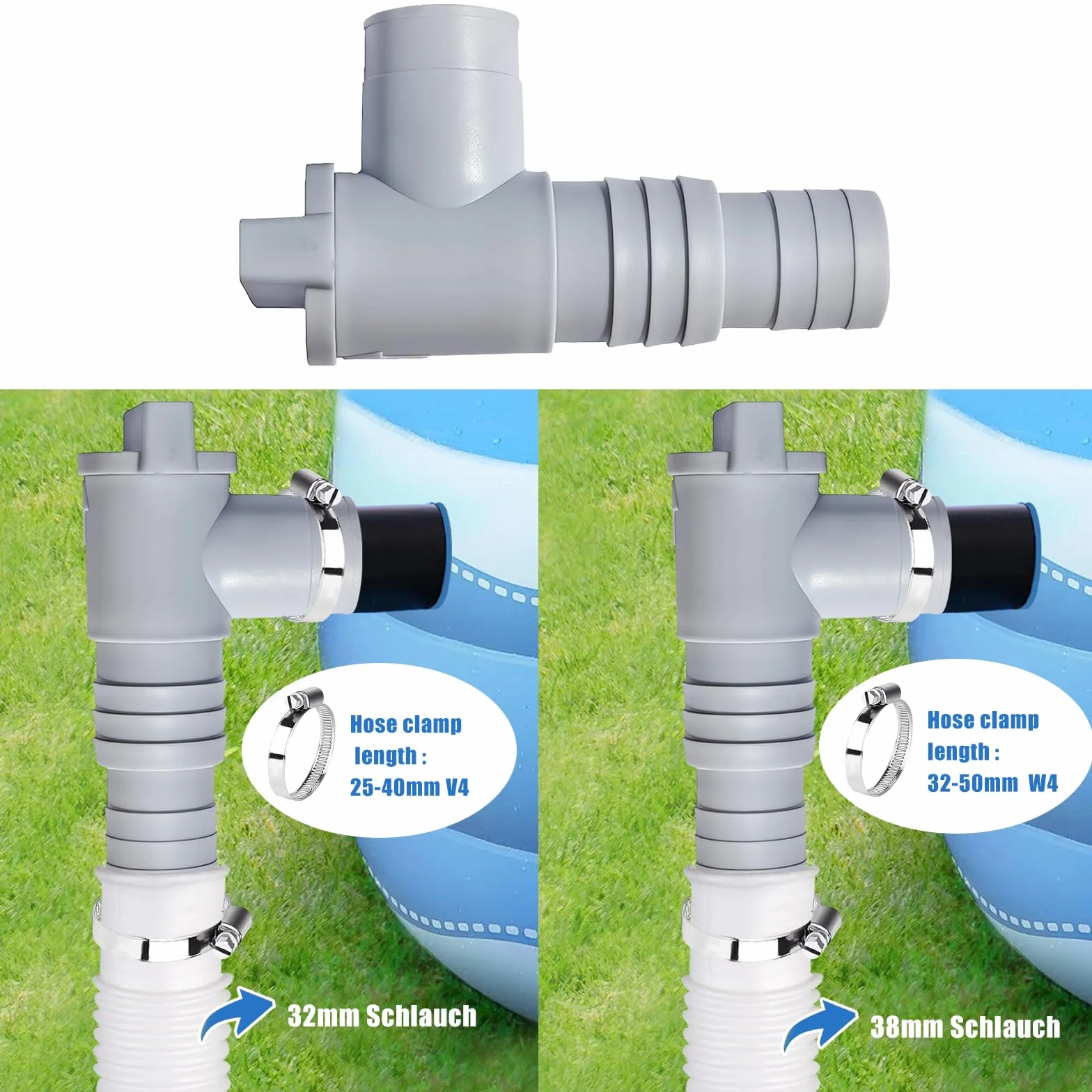Forhome 2 Válvula de Cierre para Piscinas,Conexión de Manguera de 32 mm, Adaptador Manguera Piscina,Adaptador de Manguera de Piscina, Juego de conexión de Accesorios de Piscina de 32 mm