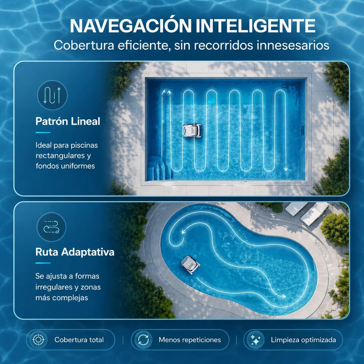 QD40 Robot limpiafondos Piscina sin Cable batería 120 min – Limpia Fondo, Paredes y línea de Agua, navegación Inteligente, Auto Parking, App Bluetooth, Filtro 4L Alta Capacidad