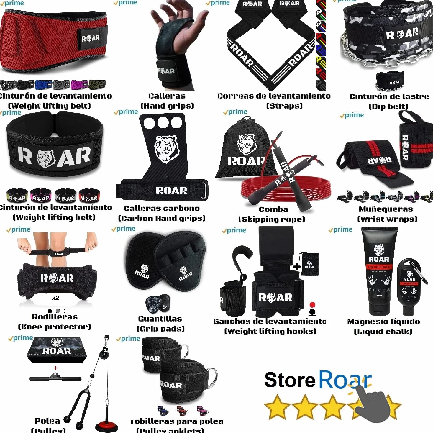 Roar Calleras de Carbono para Hombre y Mujer, Guantillas Gimnasio, Hand Grips