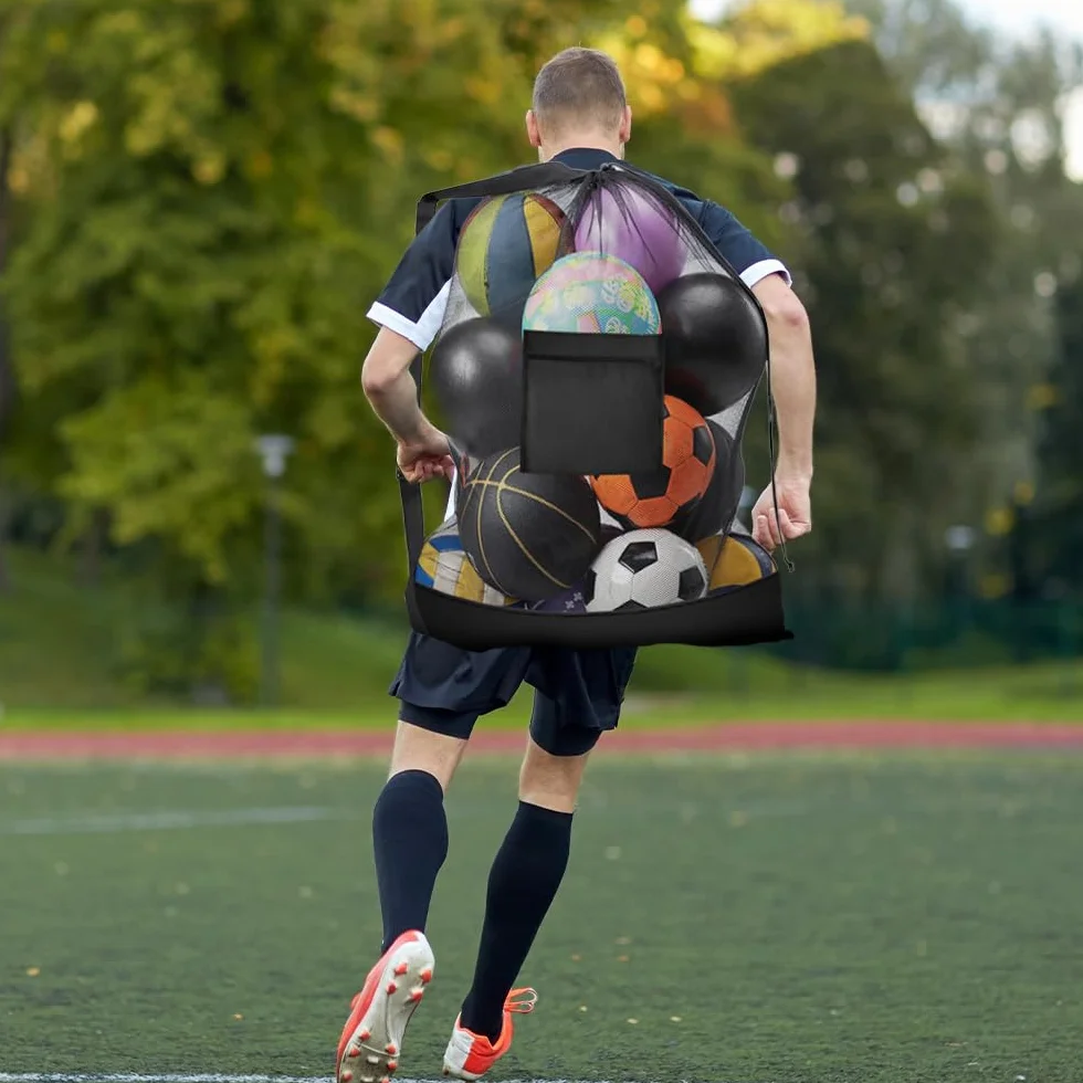 Bolsa Portátil Extragrande para 10-12 Pelotas Resistente Impermeable Saco de Malla Fútbol Baloncesto Voleibol Tenis