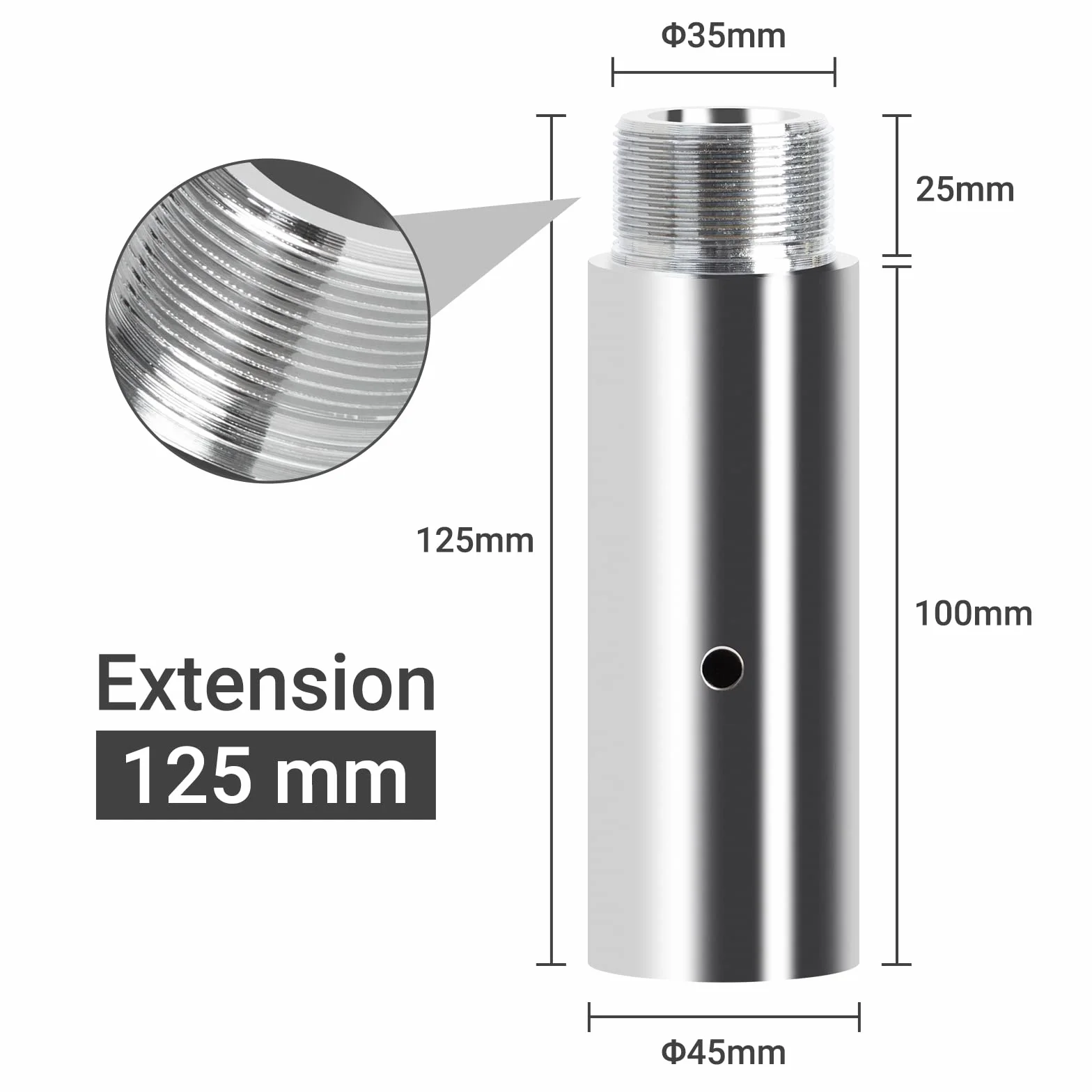 Leogreen 125mm Barra de Baile Extensión Tubo Pole Dance Profesional 45mm