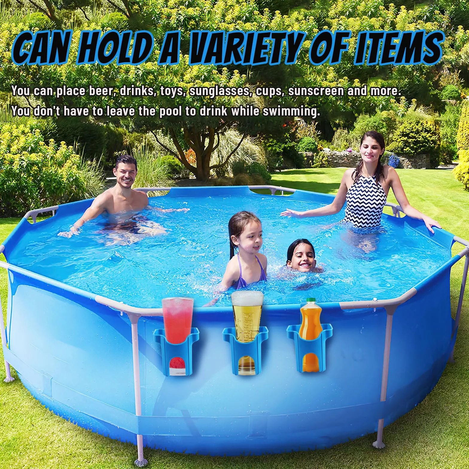 Portavasos de Piscina 4 Piezas, Accesorios Piscina Portavasos Colgante, Portavasos de Piscina, Portavasos Multifunciona Accesorios de Piscina, para Fiestas de Verano en la Piscina Playa