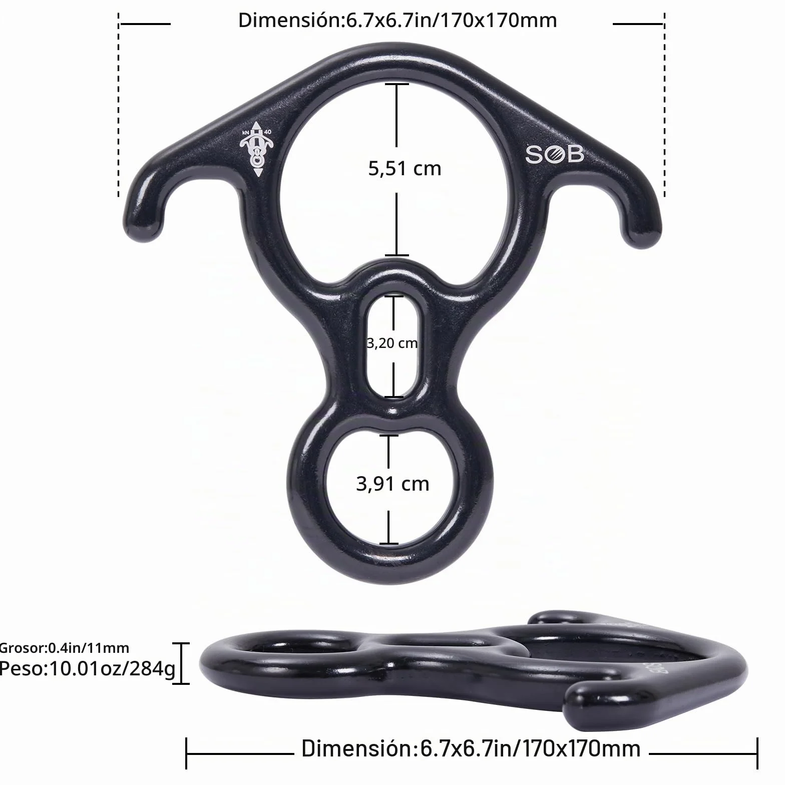 SOB Descensor de Escalada Figura 8 Anillo Aleación de Aluminio de Magnesio para Montañismo Rescate