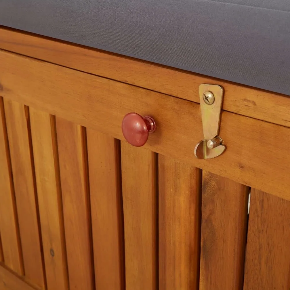vidaXL Banco de Almacenaje con Cojín Contenedor Otomana Taburete Asiento Butaca Baúl Cofre Patio Muebles Madera Maciza de Acacia 148 cm