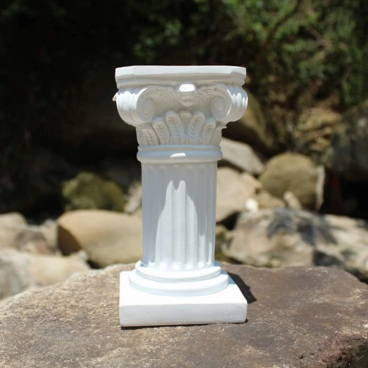 Columna griega de columna romana, columna romana, estatuas griegas clásicas, decoración de escritorio, escultura de boda, decoración de mesa, hogar, jardín, 3.9 x 3.9 x 7.5 pulgadas (blanco)
