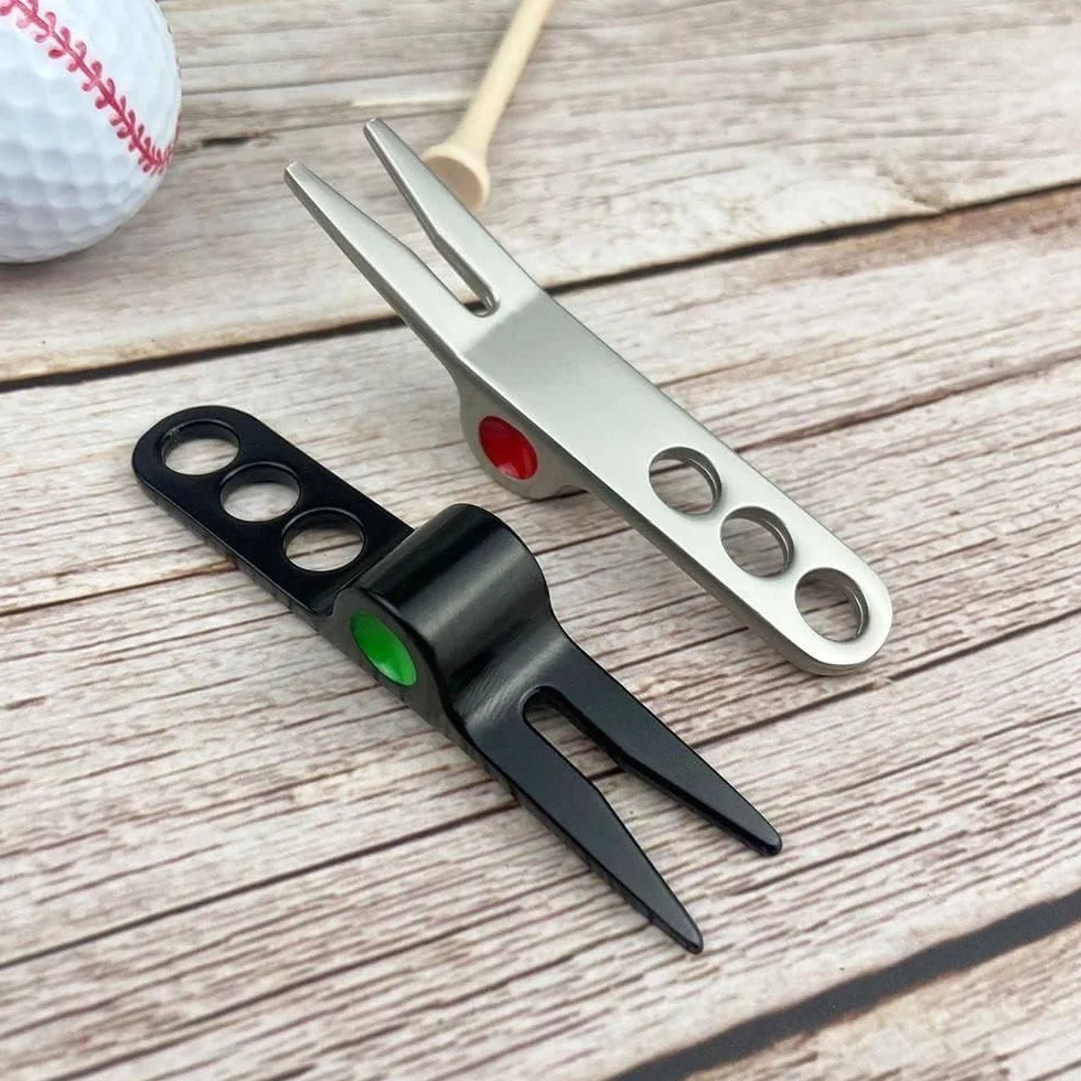 Herramienta de Reparación de Horquilla de Pelota de Golf Resistente Plata