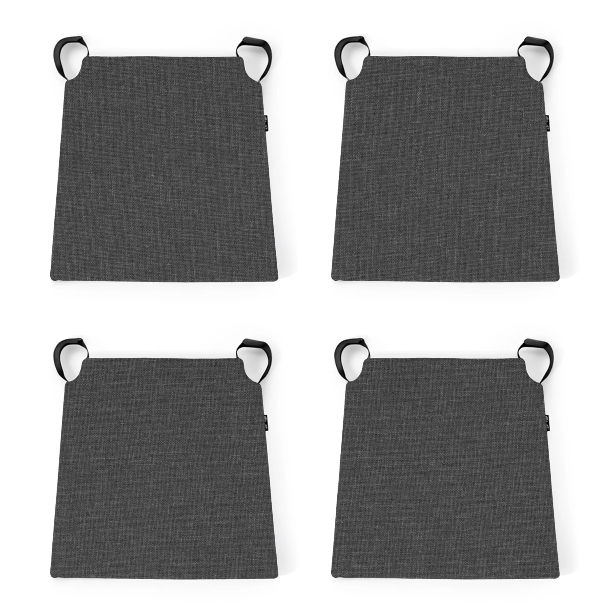 POKAR Pack de 4 Cojines para Silla con Cintas de Velcro 41x35x40 cm (Espesor 5 cm) | Cojines Trapezoidales | Asiento Cómodo para Interior o Terraza | Relleno Espuma | OEKO-TEX | Made in EU | Antracita