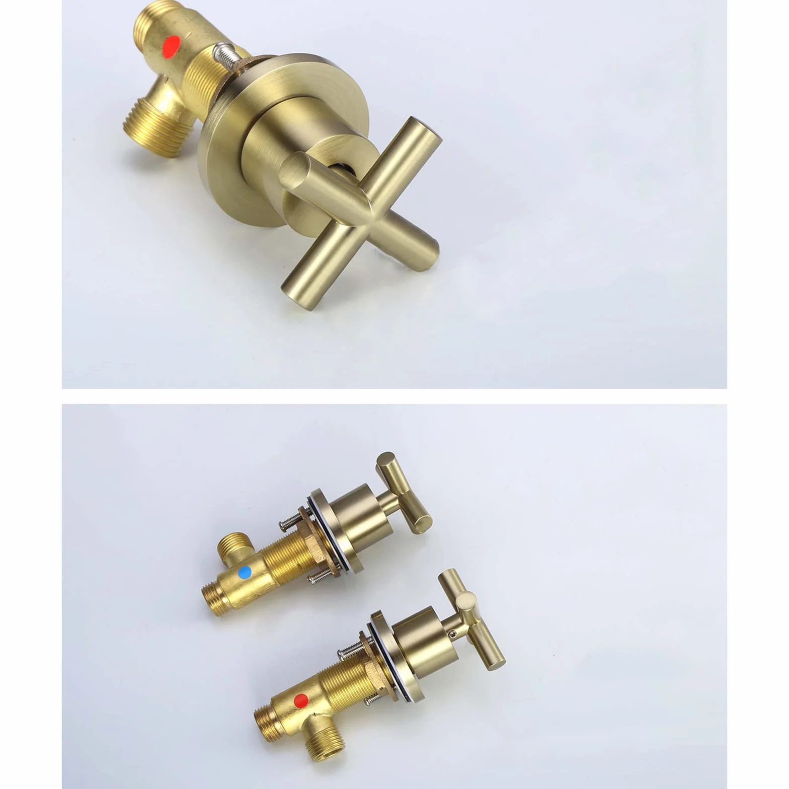Grifo mezclador para lavabo de 3 orificios, grifos de latón cepillado frío y caliente para lavabo de baño, grifo mezclador para lavabo de 3 orificios, grifos de 3 orificios para lavabo de baño Chaser