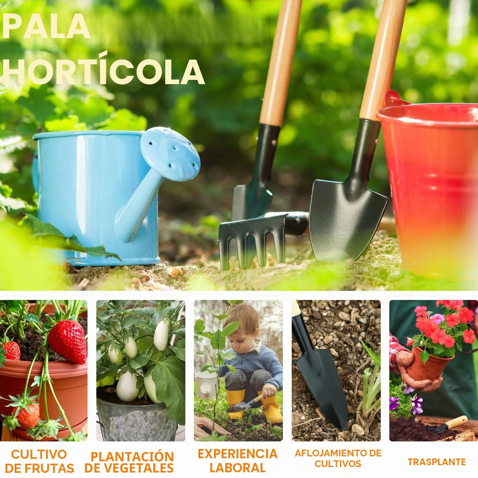 Juego de herramientas de jardín, 6 piezas de pala de jardín, pequeño juego de herramientas de jardín, mini pala para utensilios de jardín como flores, plantas, trasplantar y aflojar la tierra
