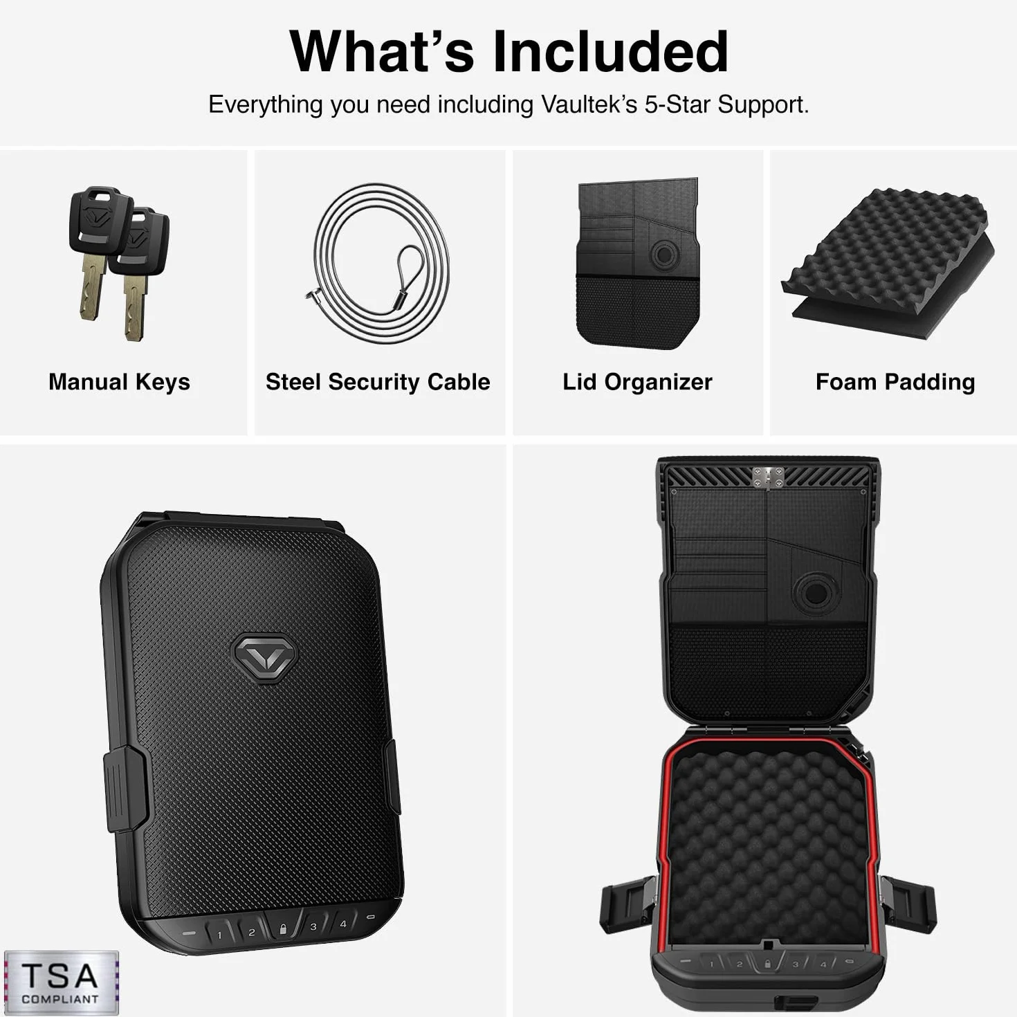 VAULTEK LifePod Estuche de viaje impermeable caja de bloqueo electrónico resistente organizador funda portátil para pistola teclado retroiluminado negro