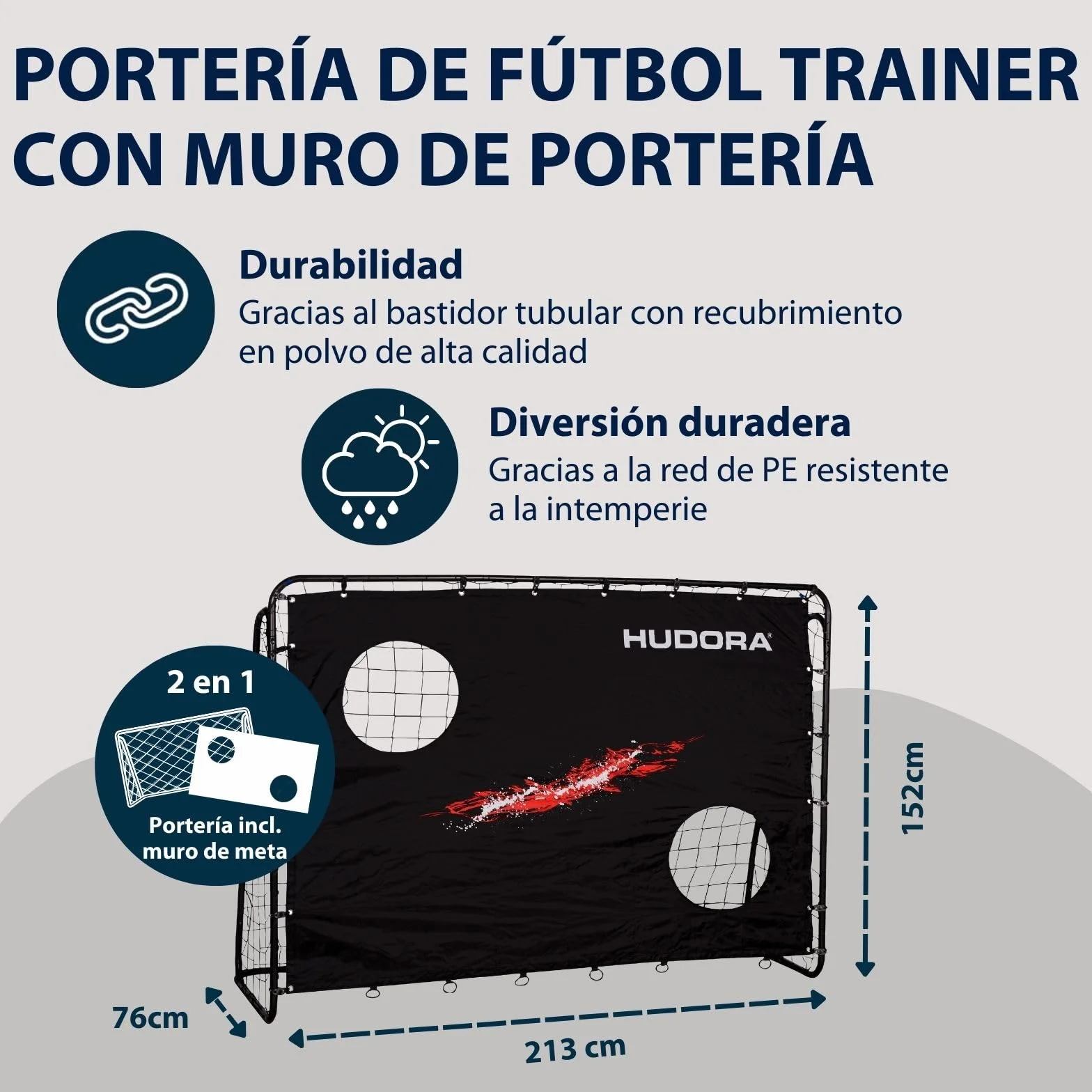 Hudora Trainer Mit Torwand - Portería de fútbol Unisex Adulto