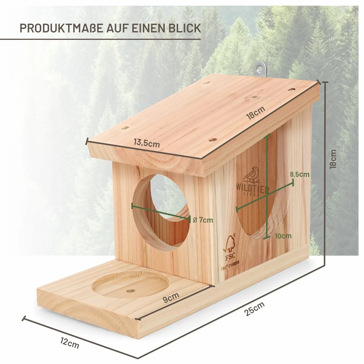 wildtierliebe Casa de juegos de ardilla resistente a la intemperie, comedero de madera maciza atornillada, 100 % resistente a la intemperie, estación de alimentación para alimentar a ardillas,