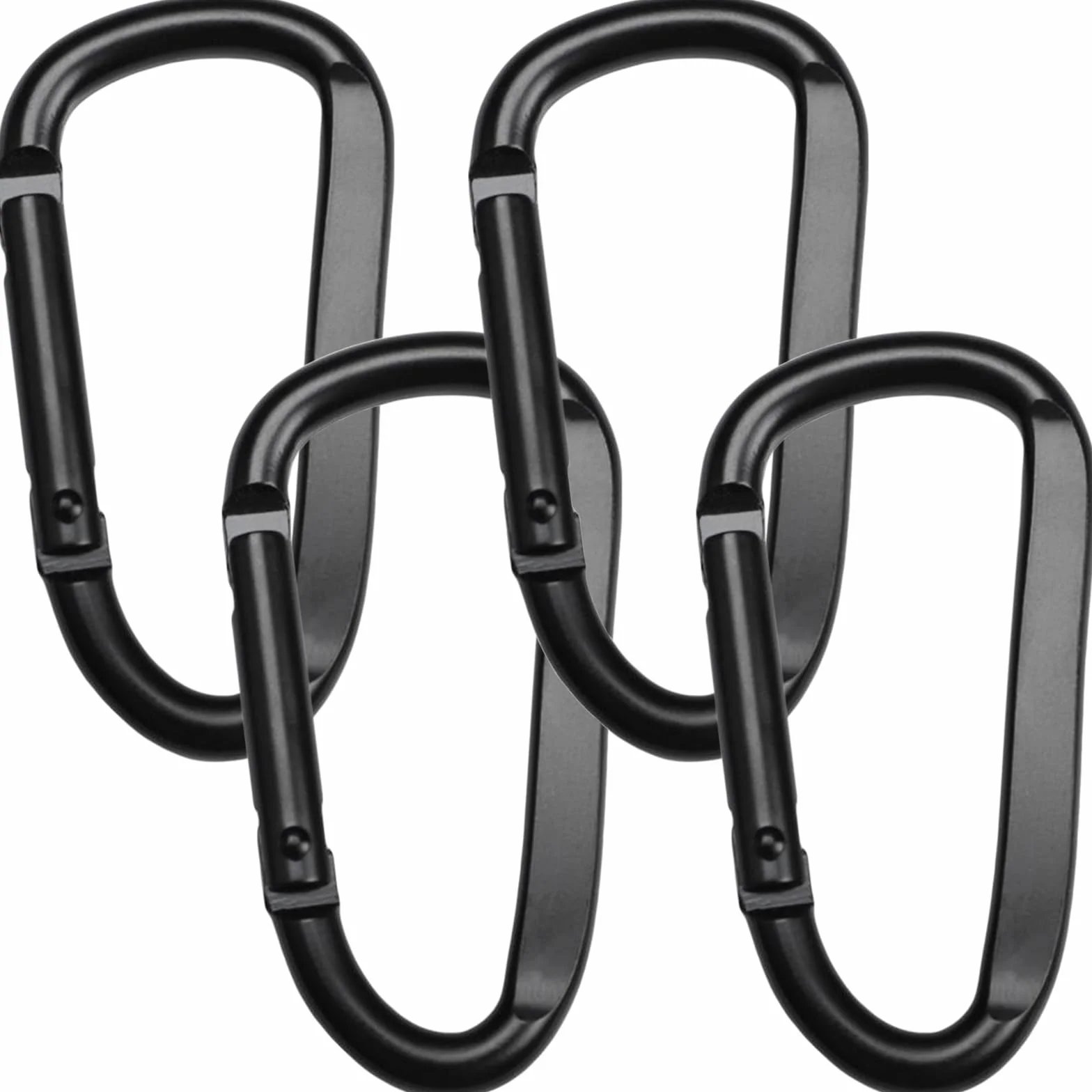 Mosquetones Acero Inoxidable 6,7cm Forma de D para Escalada Camping Senderismo (Negro)