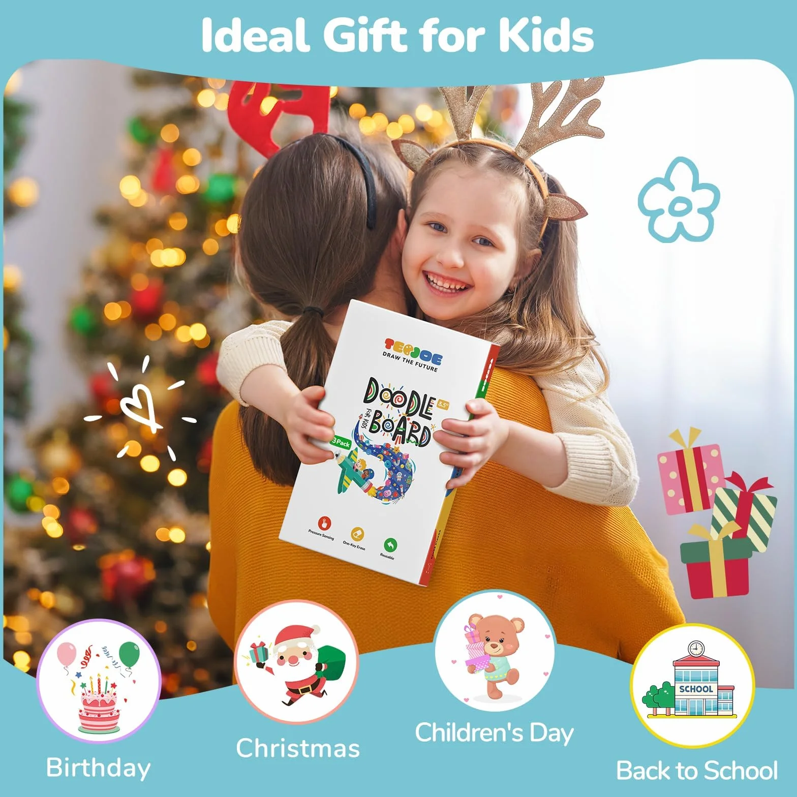 TECJOE Tableta Escritura LCD Color 8.5 Pulgadas Paquete 3, Pizarra Electrónica Gráfica Regalo Niño 3-7 Años
