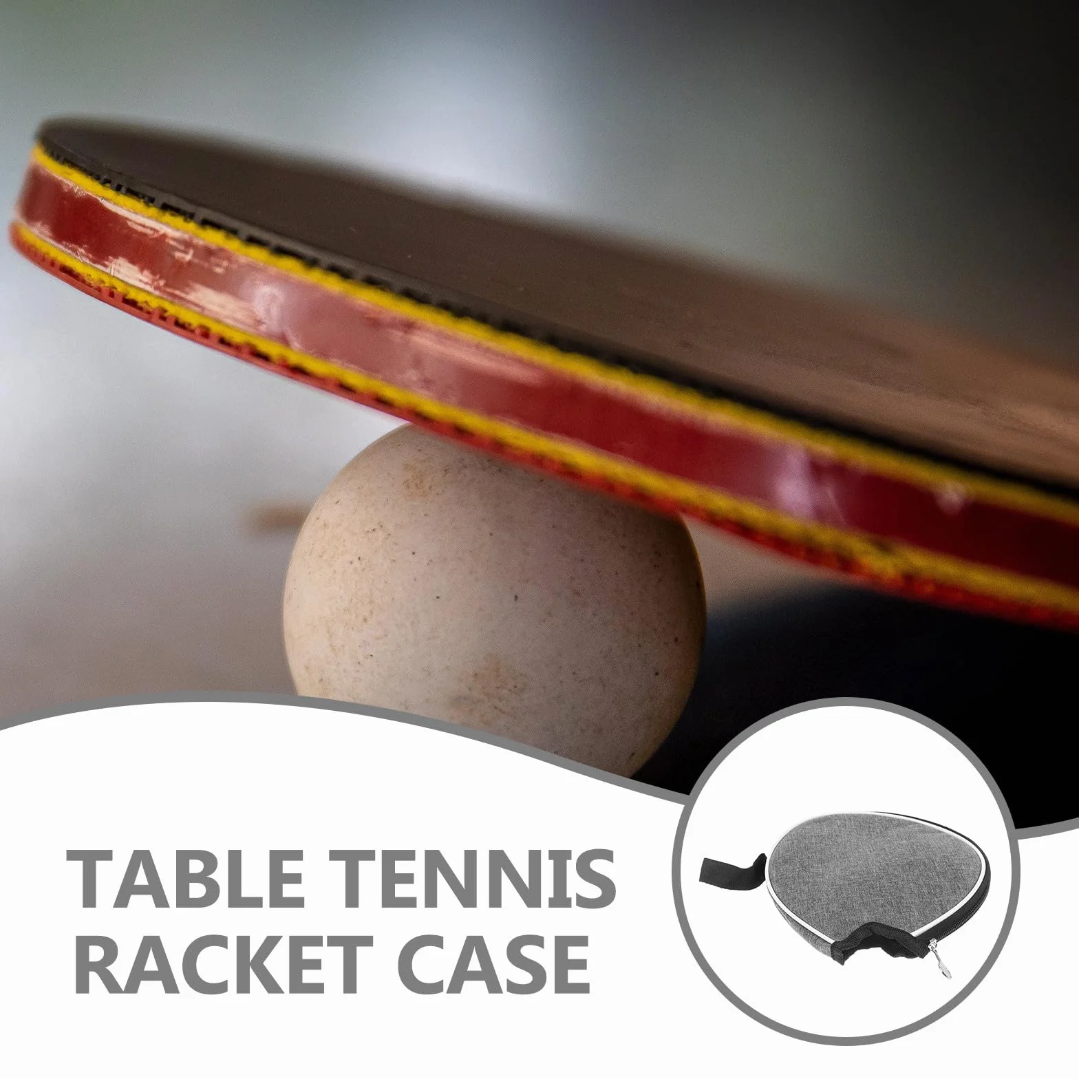 Toyvian Funda para Pala de Tenis de Mesa Semicírculo Gris Bolsa Almacenamiento Raqueta y Balones