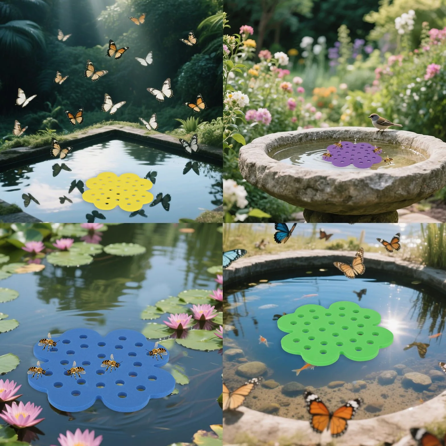 4 Piezas Bebedero de Abejas, Isla Flotante de Abejas, Bebedero para Insectos, Decoración de Jardín, para Colmenares, Jardines, Huertos