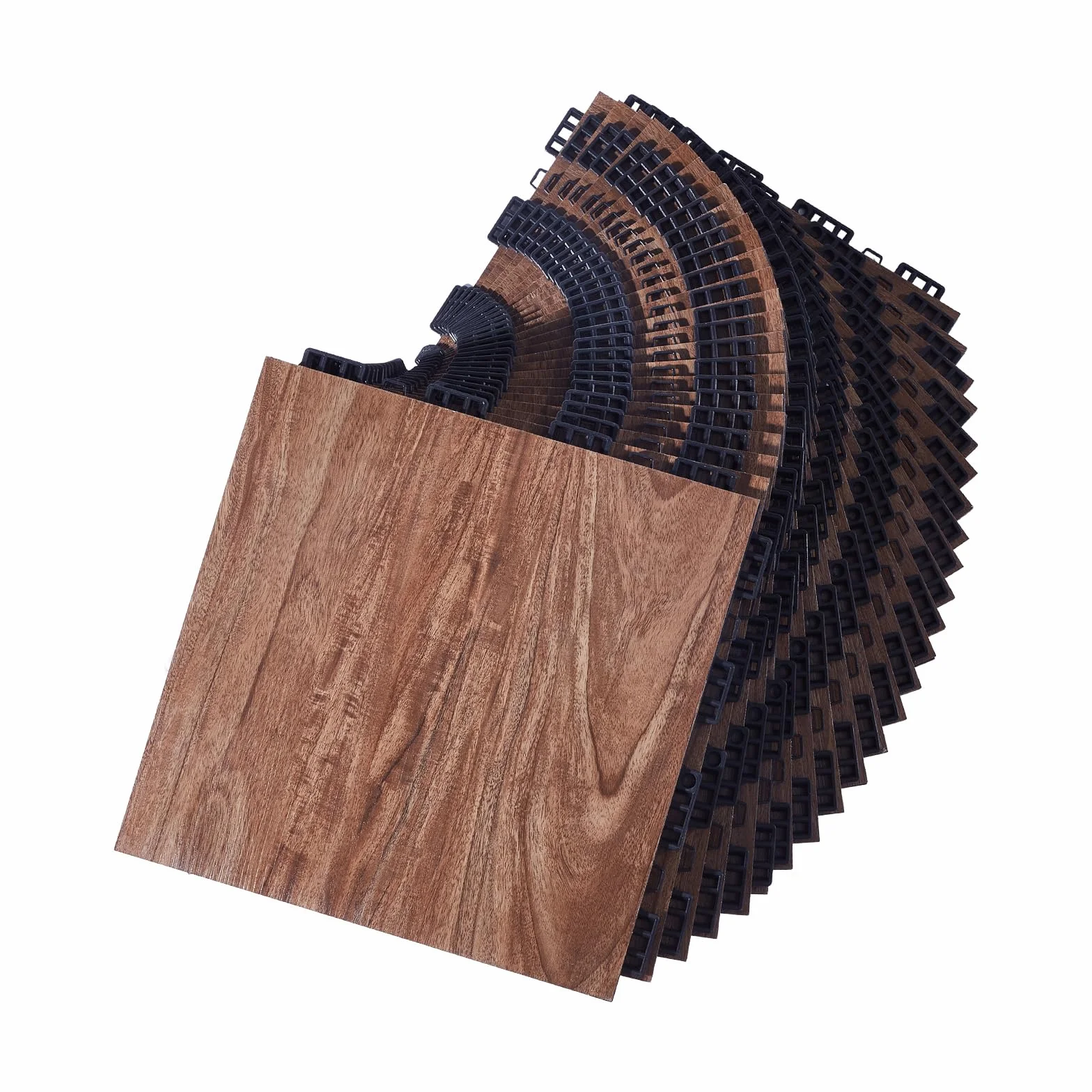 VEVOR Pista de Baile Goma Entrelazadas PP y PVC, 52 Piezas 315x315x17.2 mm, Piso de Baile Portátil con Base Acolchada, Veta de Madera de Roble