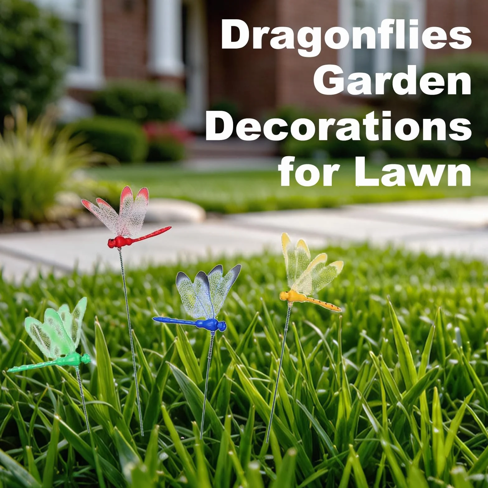 Estacas decorativas 3D de libélula para jardín, decoración de jardín para patio, césped, plantas, macetas, 12 piezas