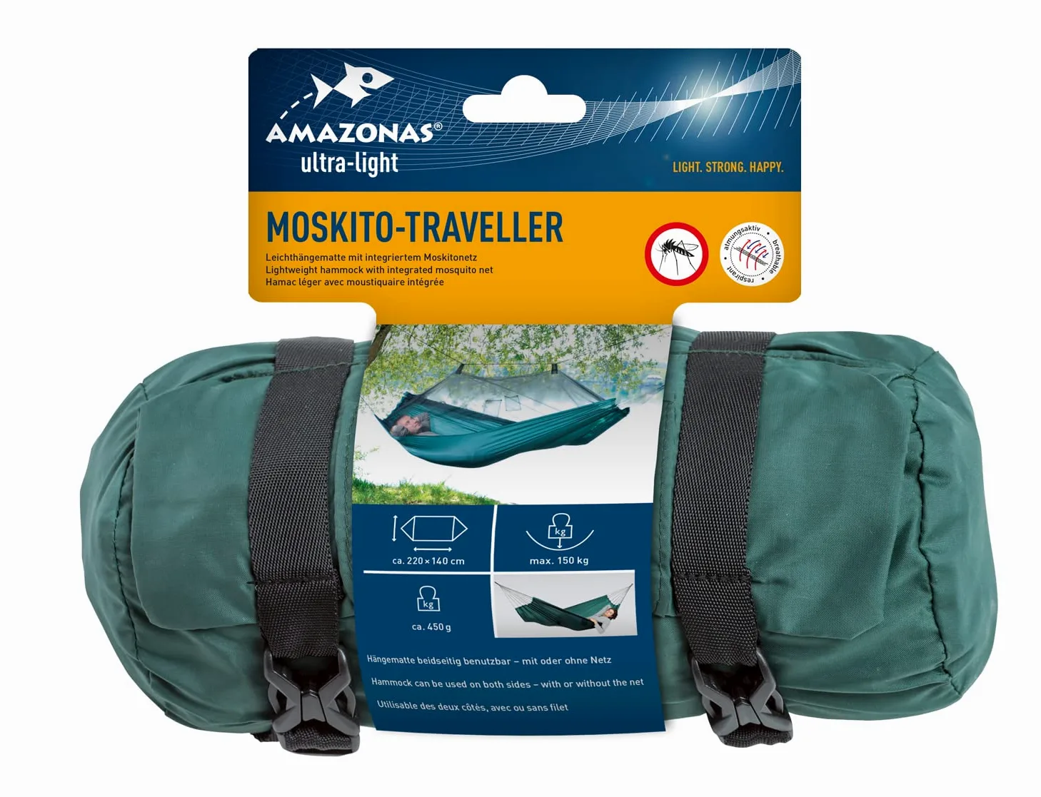 Amazonas AZ-1030200 Mosquito-Traveller - Hamaca (220 x 140 cm, resistencia: 150 kg)
