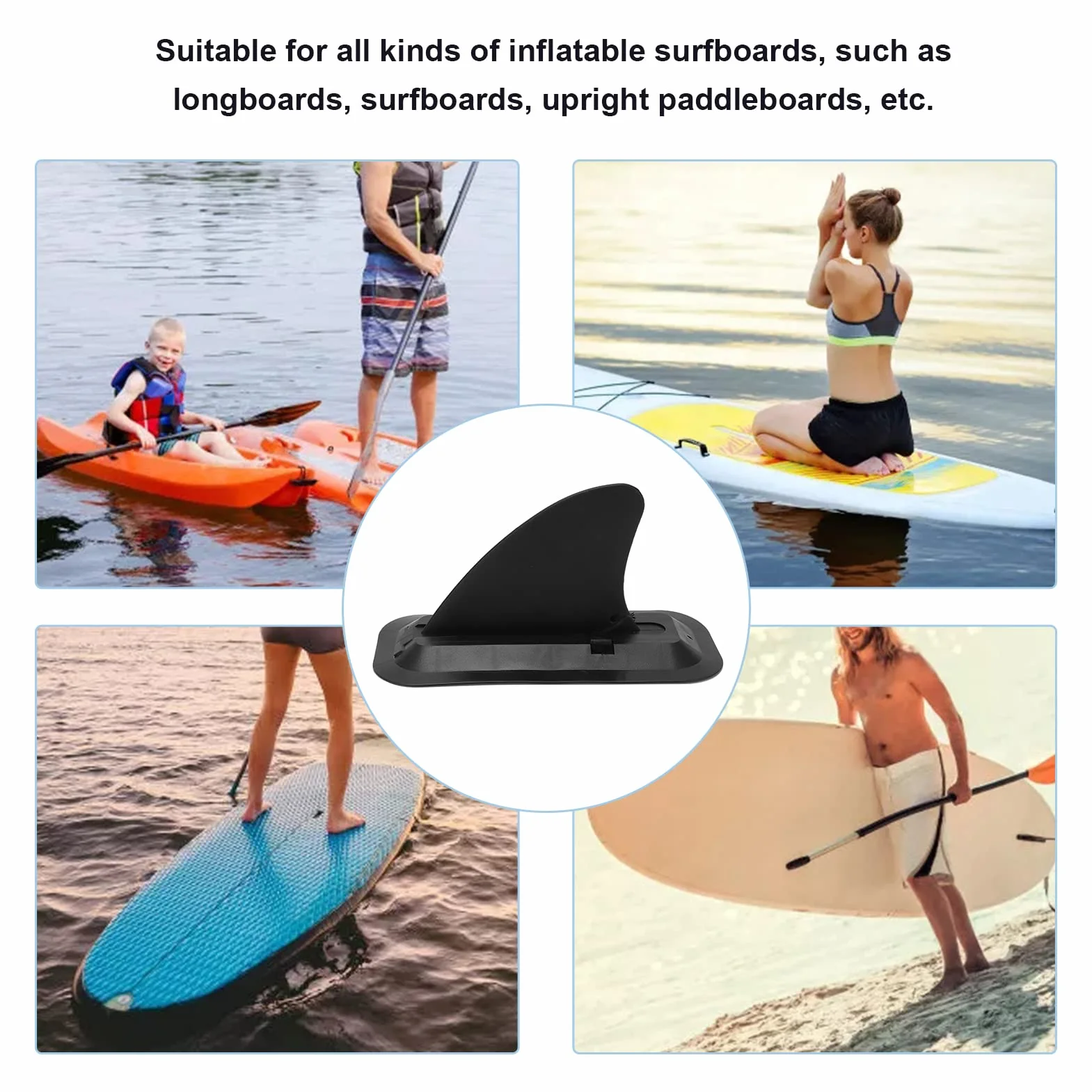 OUKENS Aleta de Surf Removible Quilla de Paddle Surf Nylon Reforzado Liberación Rápida Aleta Central para Tabla Longboard