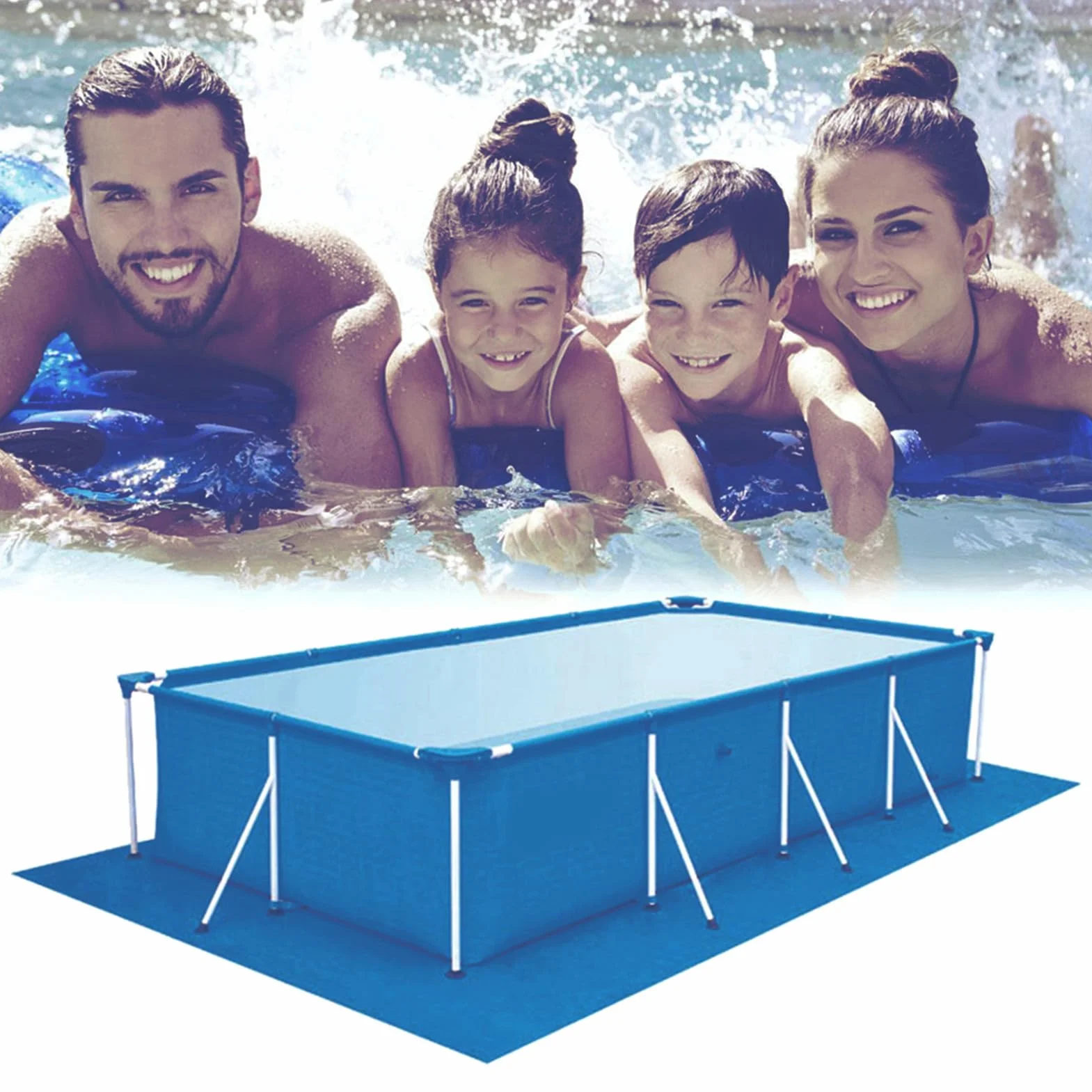 Genérico Alfombra De Suelo para Piscina - Tapiz De Suelo Protector para Piscina Impermeable | Protector De Suelo para Piscina Plegable | Alfombrilla Rectangular para Piscina Rectangular