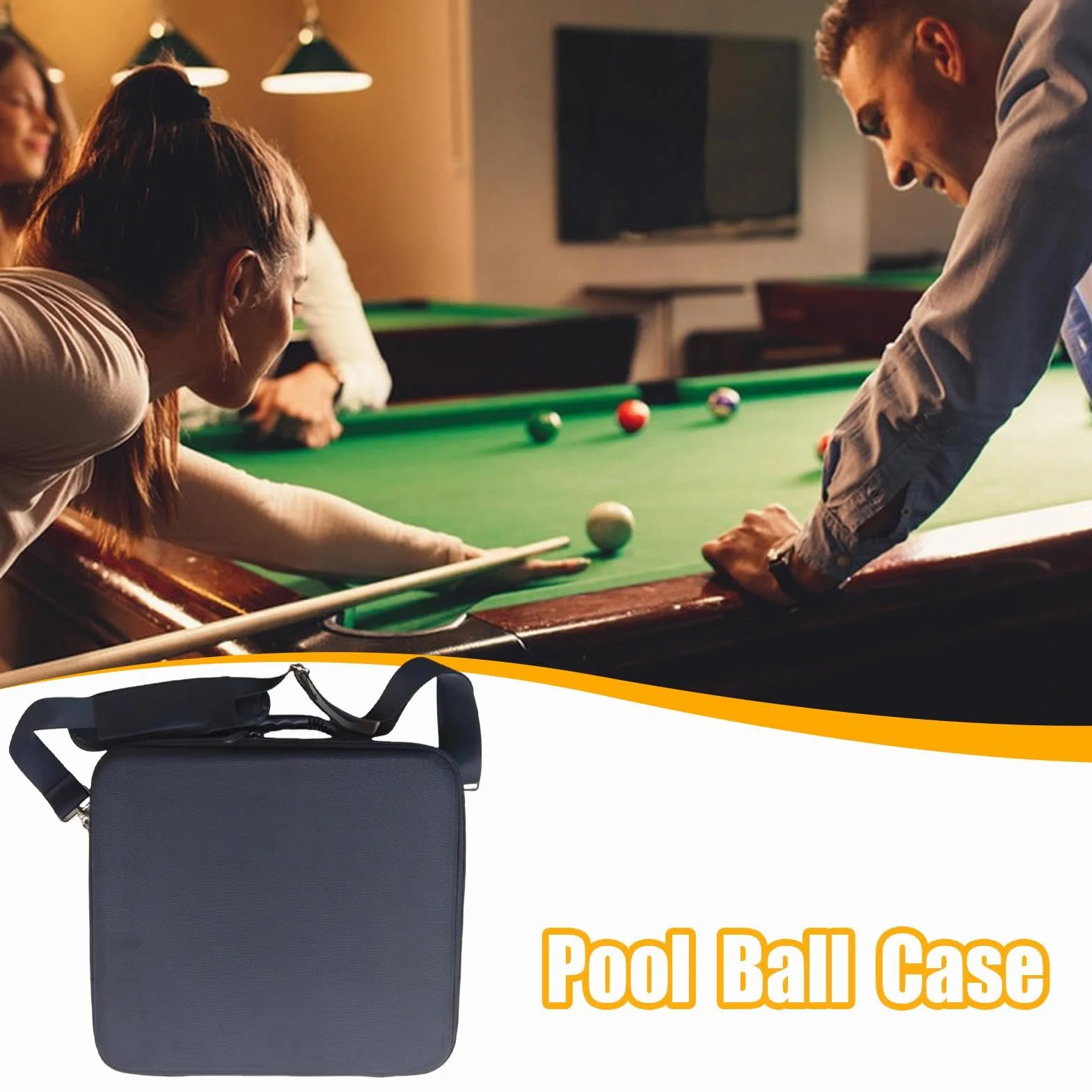 Billiard Case Travel Bag for Pool Balls Lightweight Carrying Bag 13.78x13.78x3.15 Inches