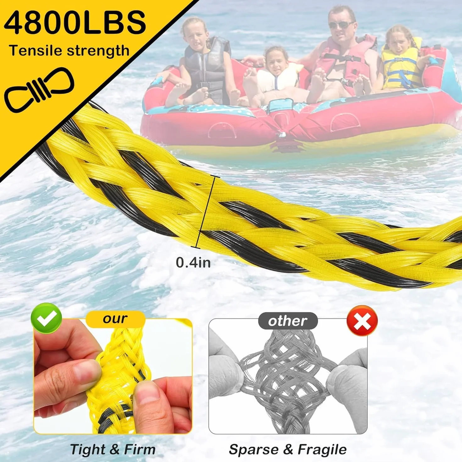 Arnés de remolque resistente para deportes acuáticos con anillos en D, barco, tubo, esquí acuático, wakeboard