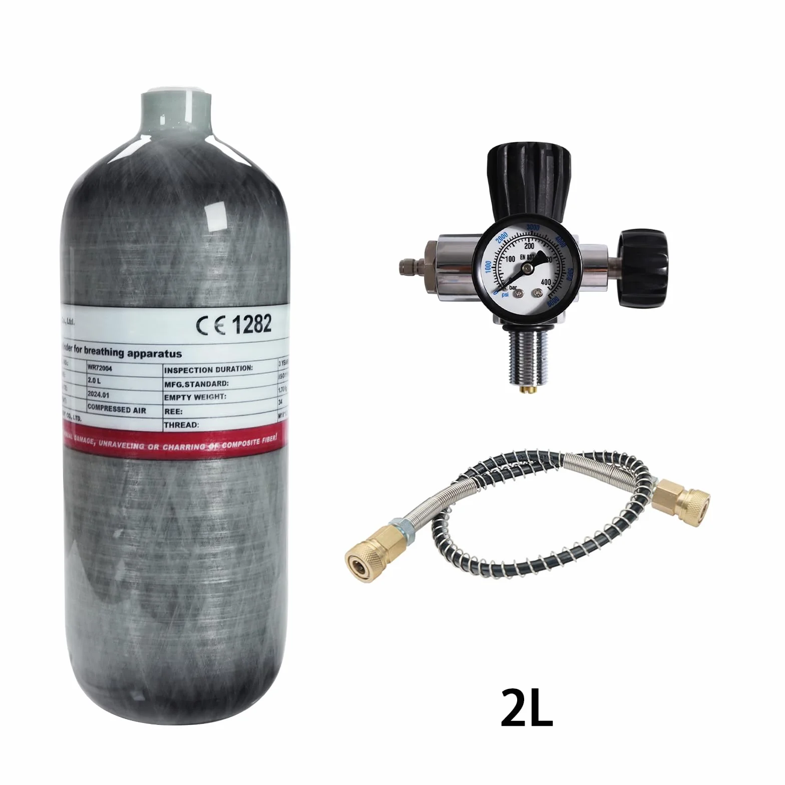 TUXING Tanque de Aire de Fibra de Carbono 30Mpa 300Bar 4500psi 2L