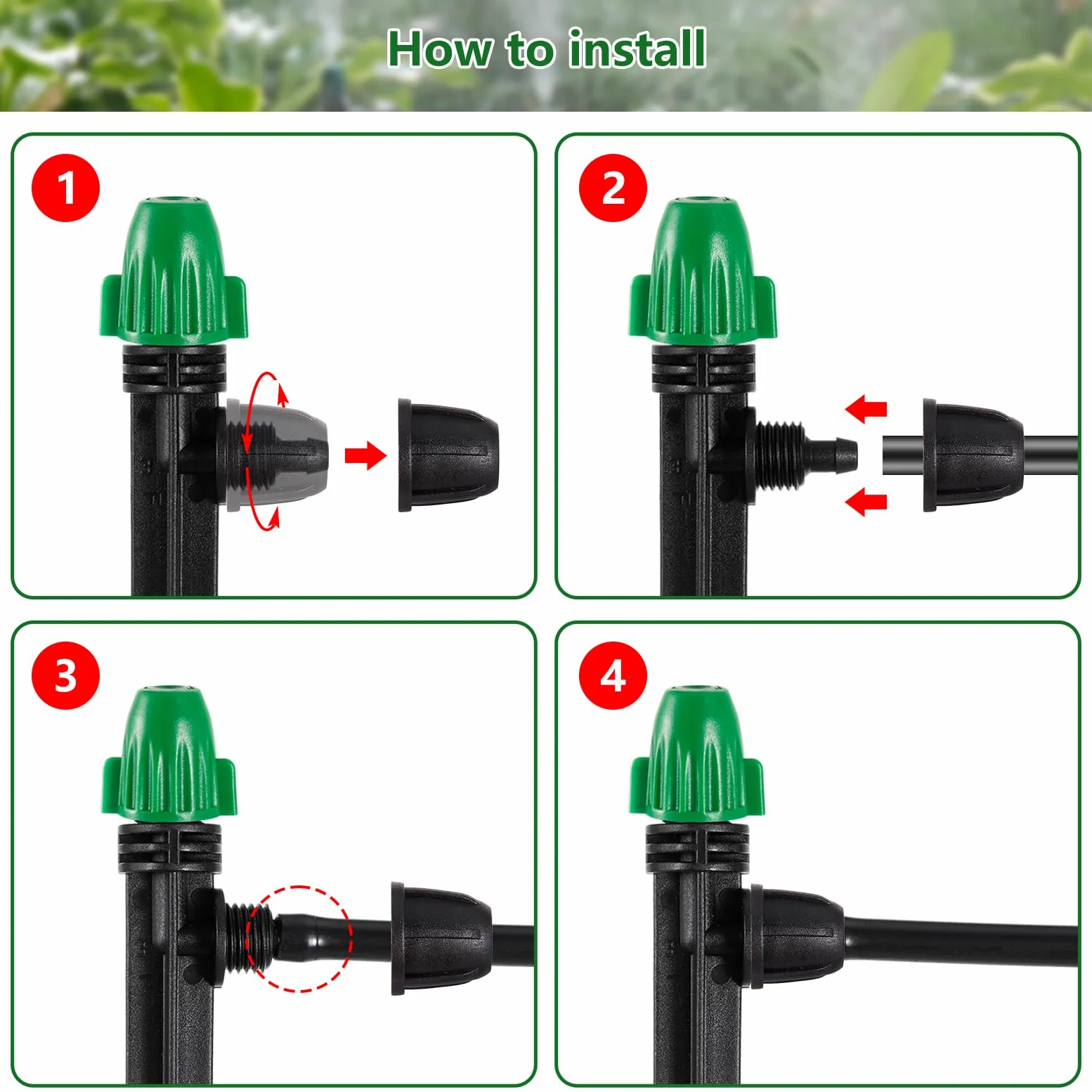 30 goteros de riego por goteo con bloqueo de púas para tubos de riego de 1/4 pulgadas a prueba de fugas, emisores de pulverización de riego por goteo ajustables de 6 pulgadas, estaca resistente para
